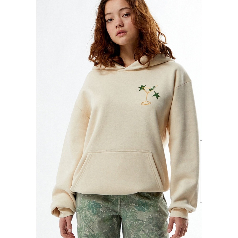 PacSun Count Your Lucky Stars Martini Graphic Hoodie Cream Mens Medium - Picture 1 of 8